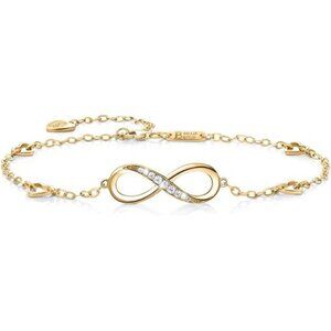Womens 925 Sterling Silver Infinity Anklet Bracelet Endless Love